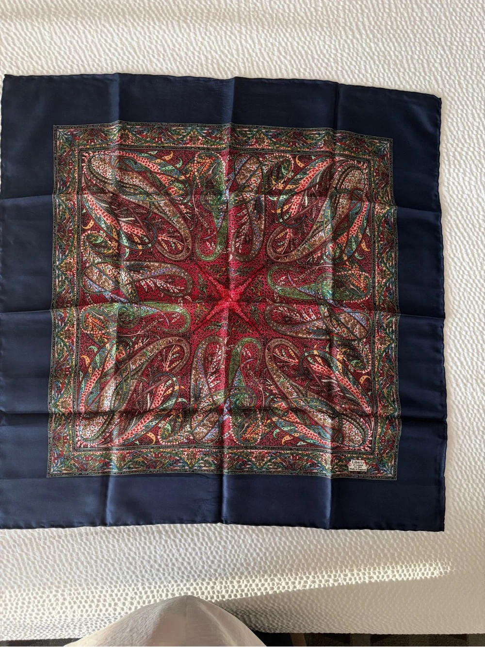 Liberty of London Silk Scarf Navy Paisley 26x26